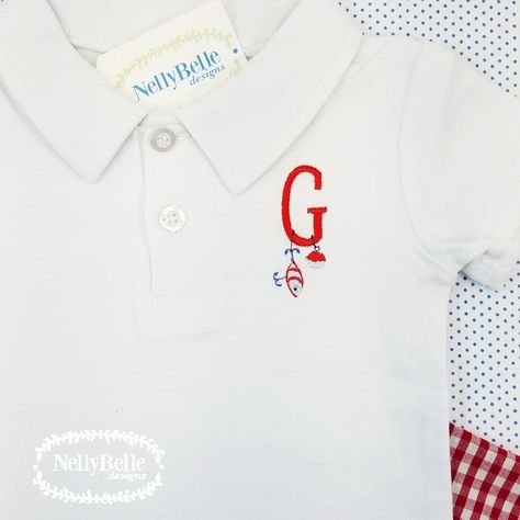 Hooked on monograms! The fishing lures monogram is perfect for Spring vacation and Summer fun.  NellyBelle Designs Spring Vacation, Custom Monogram, Boy Fashion, Summer Fun, Chef's Jackets, Men's Polo Shirt, Monogram, Embroidery, Mens Tops