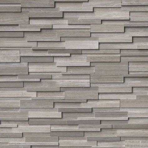 Stacked Stone - Gray Oak 3D Honed - Hardscape Stone Veneer Wall, Stacked Stone Panels, Marble Wall Tiles, Honed Marble, Stone Panels, Oak Panels, Marble Wood, Grey Panels, Wood Look Tile