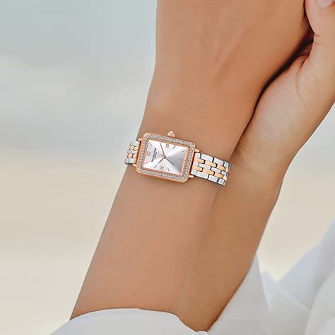 Rectangular Women Watches, Mother Of Pearl Watch, Elegant Watches Women, Silver Watches Women, White Gold Diamond Rings, Rose Gold Diamonds, Westminster, Silver Rose Gold, Classic Elegance