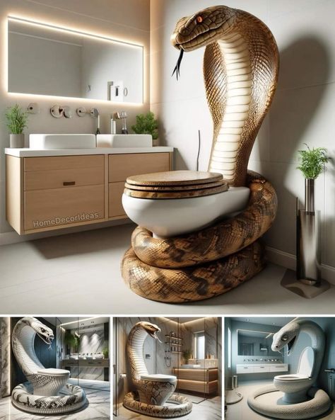 Snake Furniture, Crazy Bathroom, Family Service, Weird Furniture, Small Modern House Plans, Luxury Toilet, Unusual Furniture, Bathroom Stuff, Toilet Art