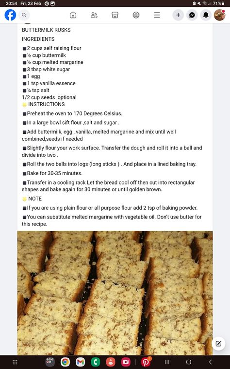 Easy Rusk Recipe, Diary Free Diet, South African Rusks, Cake Rusk Recipe, African Desserts, Africa Recipes, Buttermilk Rusks, South African Desserts, Rusk Recipe