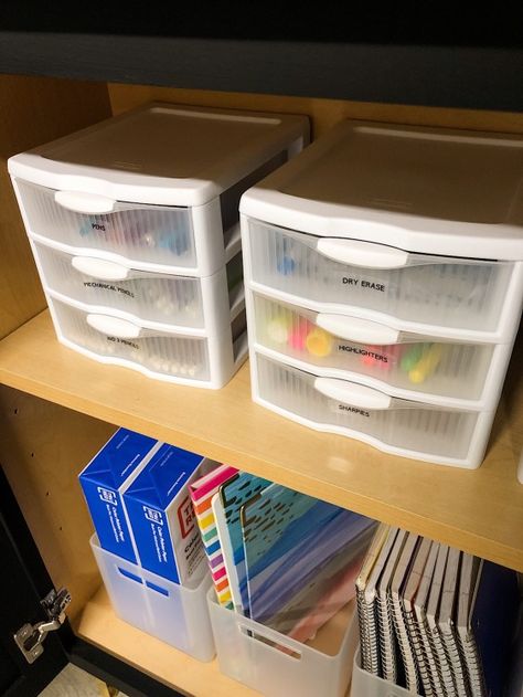 How To Organize Pens, Pencils, & Markers At Home - Organized-ish Mail Station, School Clean, Homework Folder, Schedule Calendar, Back To School Organization, Room Store, School Morning, Time Schedule, Marker Storage