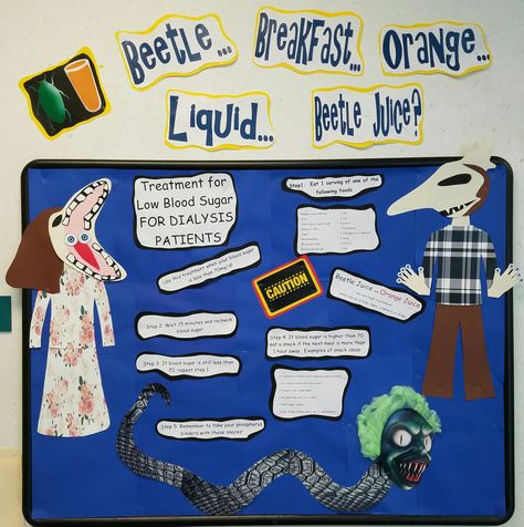 Beetlejuice Bulletin Board, Work Bulletin Boards, Ra Bulletins, Ra Boards, Ra Bulletin Boards, Ra Ideas, Blood Glucose, Board Ideas, Beetlejuice