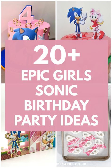 DIY pink Sonic the Hedgehog birthday party ideas for girls Girls Sonic Birthday Party, Sonic Girl Birthday Party, Pink Sonic The Hedgehog, Sonic Birthday Party Ideas, Hedgehog Birthday Party Ideas, Sonic The Hedgehog Birthday Party, Sonic Birthday Party, Sonic Birthday Cake, Sonic The Hedgehog Cake