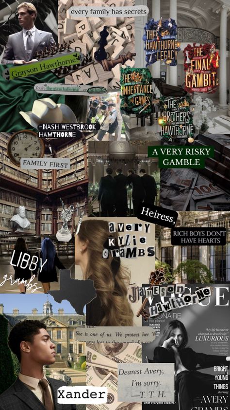 My Entry for @audrey_vg My favorite book The Inheritance Games ♟️💰✨🥂 Inheritance Trilogy, The Inheritance Games, The Gambit, Inheritance Games, Book Background, The Best Series Ever, Book Wallpaper, Book Posters, I Love Reading