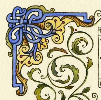 Everyday Artist: Step-by-Step Watercolor: The Modern Illuminated Manuscript Leslie Fehling, Medieval Drawings, Medieval Artwork, Illustrated Manuscript, Art Challenges, Step By Step Watercolor, My Calendar, Illumination Art, Book Of Kells