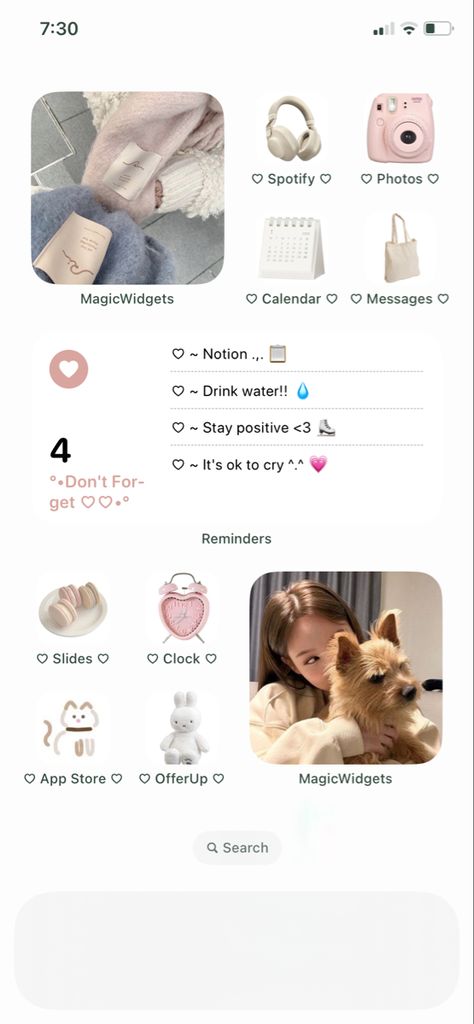 Girly Phone Theme, Korean Iphone Layout, Korean Aesthetic Homescreen, Kpop Phone Theme Ideas, Phone Asthetic Homescreen, Aesthetic Pastel Homescreen, Korean Widgets, Korean Phone Layout, Phone Themes Kpop