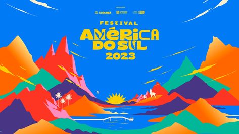 Festival América do Sul :: Behance South American Graphic Design, Latin America Illustration, Illustrated Branding, Midnight Runners, Festival Logo, Heart Beat, Prop Design, Environmental Graphics, Architecture Visualization