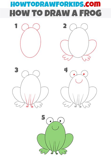 Frogs For Kids, Draw A Frog, Toddler Drawing, Easy Animal Drawings, Drawing Lessons For Kids, Kids Animals, Frog Drawing, Drawing Tutorials For Kids, Drawing Activities