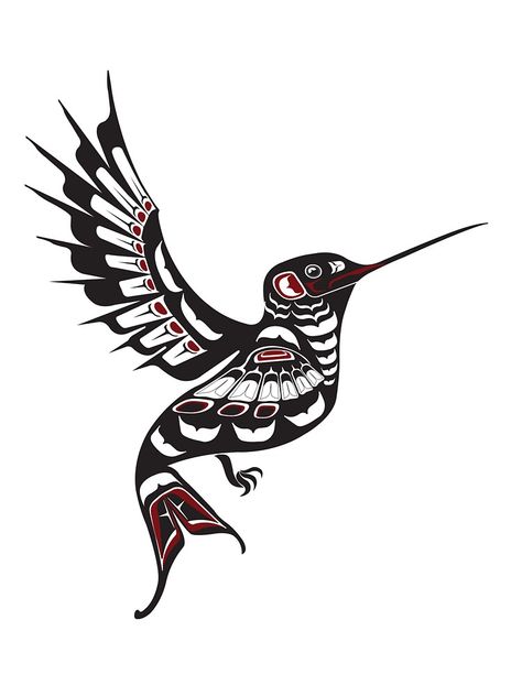 Native American Hummingbird Tattoo, Formline Art, Hummingbird Feather, Northwest Flowers, Mexican Art Tattoos, Native Tattoos, Native Artwork, Pacific Northwest Art, Native American Traditions