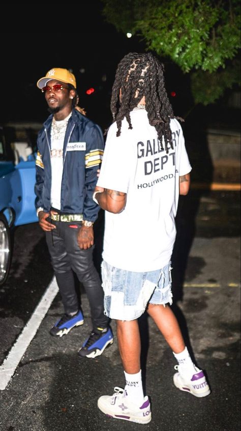 Offset Rapper Outfit, Offset Outfits Rapper, Offset Outfit, Migos Fashion, Offset Rapper, Men Streetwear Outfits, Chris Brown Videos, Rapper Outfits, Drip Outfit Men