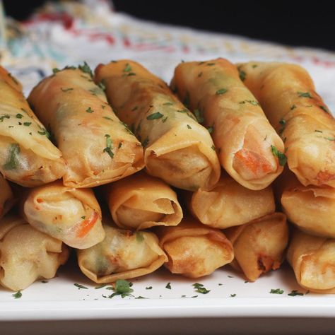 Vegetable And Shrimp Lumpia Spring Rolls Shrimp Lumpia Recipe Filipino, Lumpia Togue, Shrimp Lumpia Recipe, Veggie Lumpia, Shrimp Lumpia, Vegetable Lumpia, Lumpia Recipe, Chicken Spring Rolls, Bean Sprout