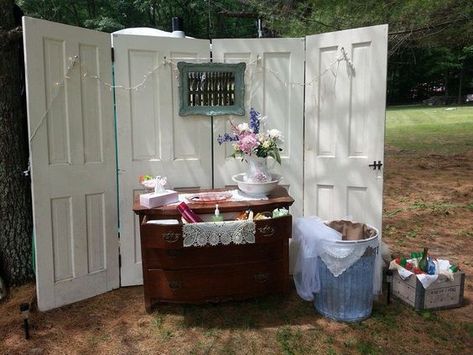 How to Class Up a Porta Potty for Your Outdoor Wedding Wedding Porta Potty, Porta Potty Wedding, Porta Potty Ideas, Outdoor Restroom, Wedding Restroom, Porta Potty, Portable Potty, Wedding Bathroom, Wedding Rental