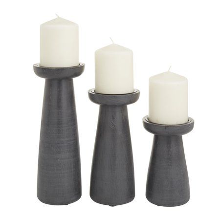 Modern Candle Holder, Wood Pillar Candle Holders, Candles Dark, Black Candle Holders, White Pillar Candles, Modern Candle, Small Candle Holders, Modern Candle Holders, Cosmoliving By Cosmopolitan