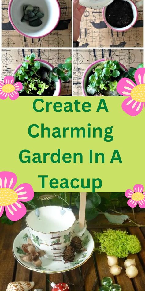 Teacup Crafts Diy, Tea Cup Garden, Fairy Teacup Garden, Fairy Teacup, Tea Cups Diy, Teapot Crafts, Kids Tea Party, Art For Kids Hub, Teacup Gardens