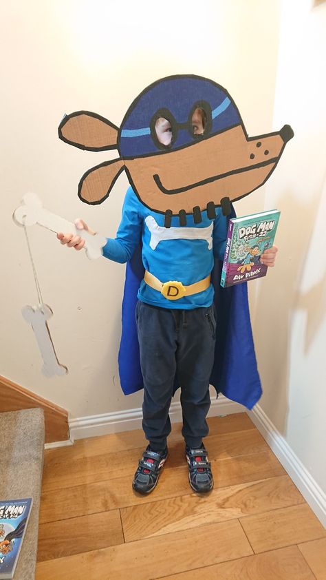 Dogman the Bark Knight Dogman Costume, Kids Book Character Costumes, Storybook Character Costumes, Book Characters Dress Up, Book Character Pumpkins, Dog Man Book, World Book Day Ideas, Kid Costume, Childrens Book Characters