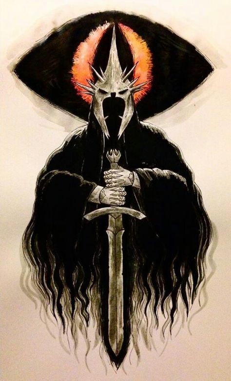 Witch King of Angmar Nazgûl Witch King Of Angmar Tattoo, Nazgul Tattoo, Witch King Of Angmar, Witch King, Lord Of The Rings Tattoo, Hobbit Art, Middle Earth Art, Lotr Art, Tolkien Art