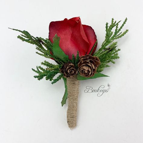 Christmas Boutonniere, Winter Boutonniere, Mini Pinecones, Wedding December, Rustic Boutonniere, Calla Lily Bouquet, Christmas December, Lily Bouquet, Corsage Prom