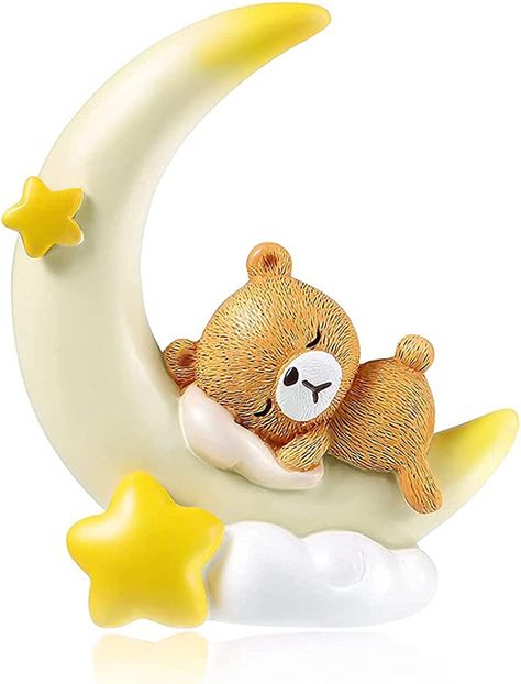 Moon Birthday Cake, Moon Cake Topper, Moon Birthday, Bear Cake Topper, Teddy Bear Cakes, Mini Balloons, Balloon Cake, Birthday Centerpieces, Baby Shower Party Supplies