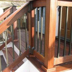 Ipe Front Porch, Stairs Wall Design, Porch Rails, Porch Trim, Stairs Wall, Front Yard Patio, Front Porch Steps, Stair Wall, Basement Stairs