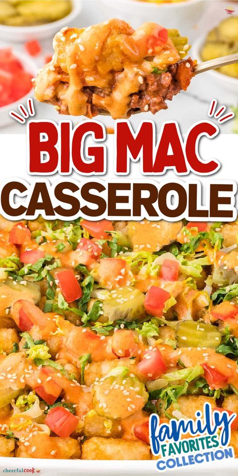 Big Mac Tater Tot Casserole, Copycat Big Mac Sauce, Beef And Noodles Crockpot, Big Mac Casserole, Copycat Big Mac, Classic Hamburger, Big Mac Sauce, Mac Sauce, Big Mac Salad