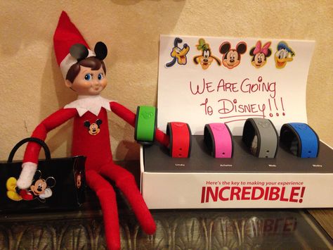 Disney World Elf on the shelf vacation Elf On The Shelf Disney Surprise, Elf On The Shelf Surprise Disney Trip, Elf Disney Ideas, Elf On The Shelf Cruise Ideas, Elf On The Shelf Disney Ideas, Disney Elf On The Shelf Ideas, Christmas Surprise Ideas, Elf On The Shelf Disney, Disney Trip Surprise