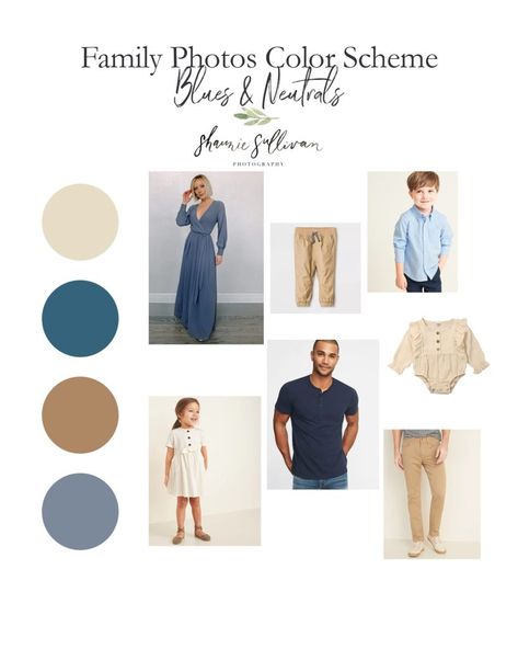 Family Photo Outfits Color Schemes - Blues & Neutrals Family Photo Outfits Color Schemes, Family Photos Color Scheme, Neutral Family Photos, Color Plomo, Fall Family Outfits, Spring Family Pictures, Family Photography Outfits, Family Photos What To Wear, Family Portrait Outfits