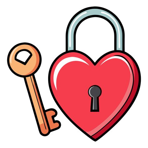 Heart Lock and Key Clipart Key Clipart, Heart Pattern Design, Heart Lock And Key, Valentine Vector, Free Printable Valentines, Valentine's Day Illustration, Boho Rainbows, Calendar Vector, Symbols Of Love