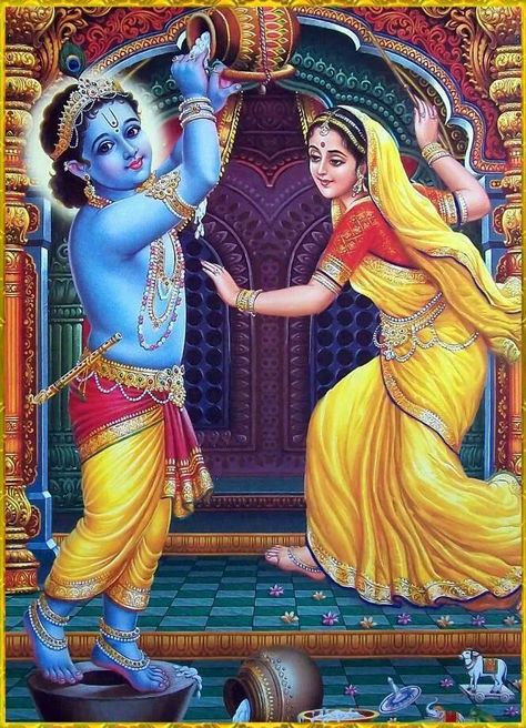 Krishna 'stealing' butter Jay Dwarkadhish, Cartoons Krishna, Yashoda Krishna, Srimad Bhagavatam, Shree Krishna Wallpapers, Indian Art Gallery, Lord Shiva Statue, Lakshmi Images, Lord Ganesha Paintings