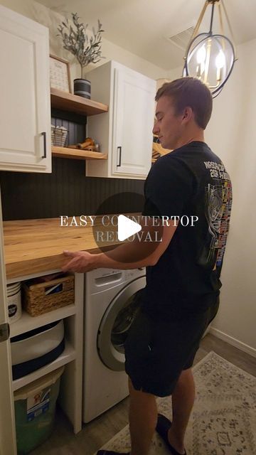 Behind-the-scenes access made simple! ✨️

When we initially shared our DIY laundry room countertop, a lot of you were wondering how w... | Instagram Diy Above Washer And Dryer Storage, Diy Washer And Dryer Counter, Hiding Laundry Room Hookups, Washer And Dryer Countertop, Washer Dryer Countertop, Diy Laundry Room, Laundry Room Countertop, House Laundry Room, Laundry Room Diy