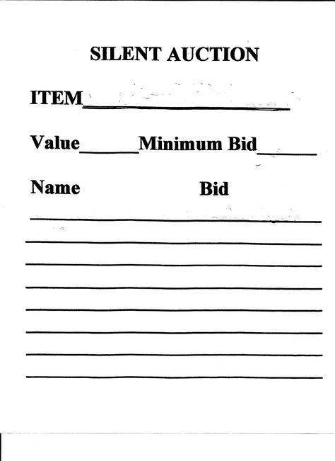 SILENT AUCTION FORM Silent Auction Donations, Silent Auction Bid Sheets, Auction Donations, Fundraising Letter, Word Processor, Donation Form, Base Words, Auction Ideas, Office Assistant