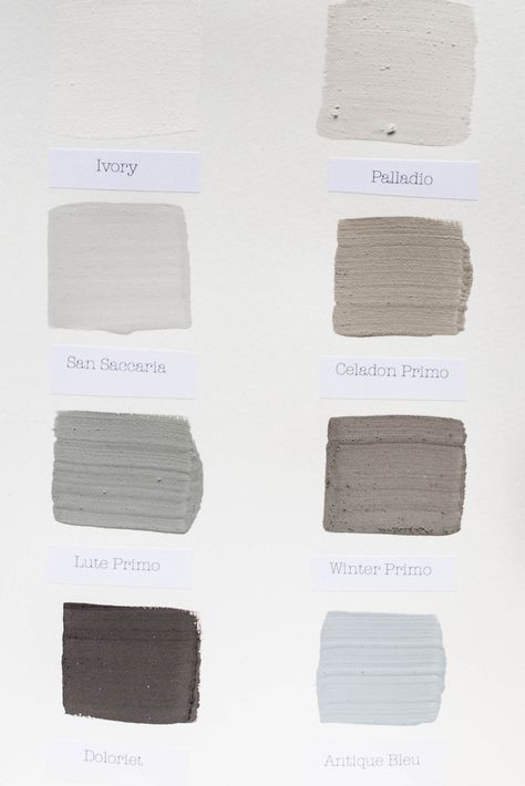 Kalklitir - Color Sample Cards #1 Kalklitir's lime paint finish New to the US, Kalklitir Natural Lime Wash from Sweden is offered in a small but gorgeous collection of colors from Komedal Road of Bainbridge Island, Washington. Lime Wash Brick, Limewash Walls, Lime Wash, Limewash Paint, White Wash Brick, Gray Paint, Paint Companies, Diy Simple, Painted Brick