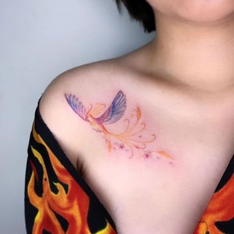 Tato Phoenix, Pastel Tattoo, Phoenix Tattoo Feminine, Small Phoenix Tattoos, Vogel Tattoo, Tattoo Line, Phoenix Tattoo Design, Muster Tattoos, Inspiration Tattoos