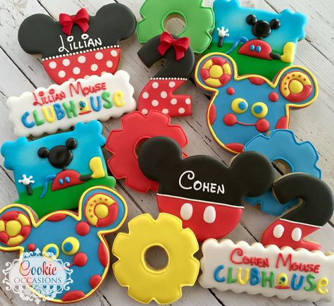 Mickey Mouse Clubhouse Birthday Party Decorations, Mickey Mouse Clubhouse Birthday Cake, Mouse Cookies, Mickey Mouse Birthday Decorations, Mickey 1st Birthdays, Twodles Birthday, Mickey Mouse Cookies, Mickey Mouse Themed Birthday Party, Mickey Mouse Decorations