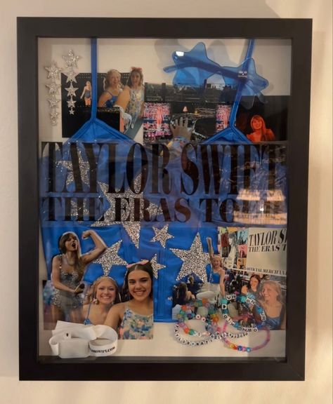 Eras Tour Memorabilia, Eras Tour Display, Taylor Swift Memory Box Ideas, Eras Tour Memory Ideas, Eras Tour Keepsake, Taylor Swift Box Craft, Taylor Swift Shadow Box Ideas, Taylor Swift Eras Tour Merch, Eras Tour Memory Frame