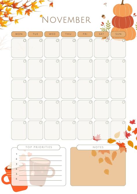 November planner, Printable template !! | Monthly Printable Planner by  Helen Burgess To Do List Monthly Planner, November Planner 2024, Printable Meal Planner Monthly, November Planner, Budget 2024, Weekly Planner Printable Templates, December Printable, October Planner, Daily Calendar Template