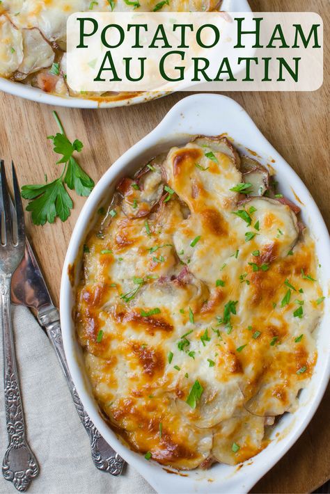 Scalloped Potatoes And Ham, Au Gratin Recipes, Ham Potato, Scalloped Potatoes Cheesy, Potatoes Au Gratin, Ham Recipes, Sliced Potatoes, Potato Dishes, Ultimate Comfort Food