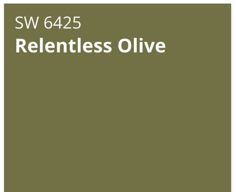 Sw Relentless Olive, Relentless Olive Sherwin Williams, Olive Paint Color, Olive Paint, Green Paint Colors, Sherwin Williams Paint Colors, Paint Projects, Wedding Saree, Green Paint