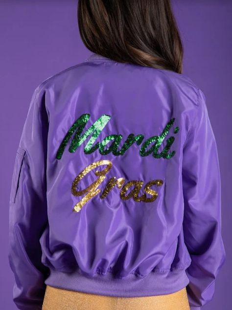 Bomber Jackets – Sparkle City Co Mardi Gras Women Outfit, Mardi Gras Outfits For Women, Lsu Shirt, Saints Shirts, Mardi Gras Outfits, Jersey Sweater, Sparkly Sweater, Crop Top Dress, Crop Top Tees