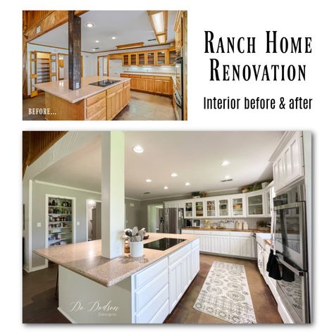 Our Ranch Home Renovation - Before After Interior Part 1 - Do Dodson Designs Ranch Remodel Interior Open Concept, Kitchen Remodel Open Concept, Ranch Home Kitchen, Ranch Home Renovation, Ranch Style Interior Design, Home Kitchen Remodel, Ranch Makeover, Ranch Renovation, Ranch Kitchen Remodel