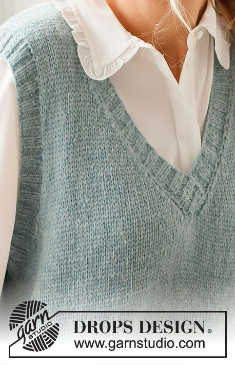 Knitting Patterns Free Vest, V Neck Sweater Vest Knitting Pattern Free, V Neck Sweater Vest Knitting Pattern, Free Vest Knitting Pattern, Drop Design Knitting Patterns, Vest Knitting Patterns Free, Knit Sweater Vest Pattern, Knitting Patterns Vest, Knitted Vest Patterns Free For Women