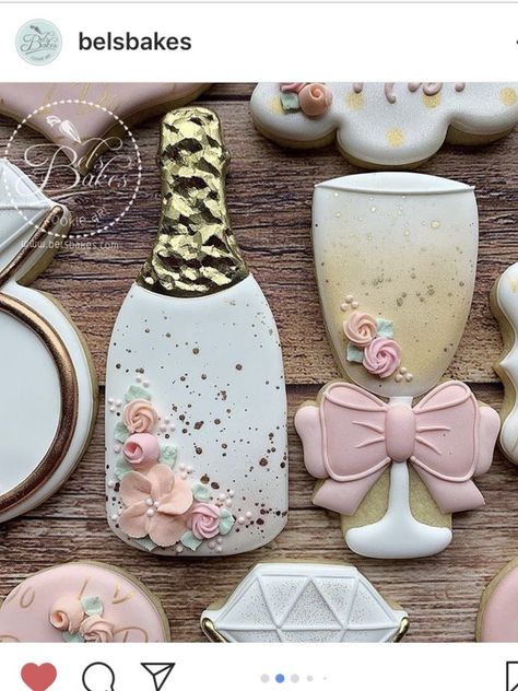 Gold Cookies, Bachelorette Cookies, Wine Cookies, Engagement Cookies, Flower Sugar Cookies, Bridal Cookies, Royal Iced Cookies, Book Cake, Bridal Shower Cookies