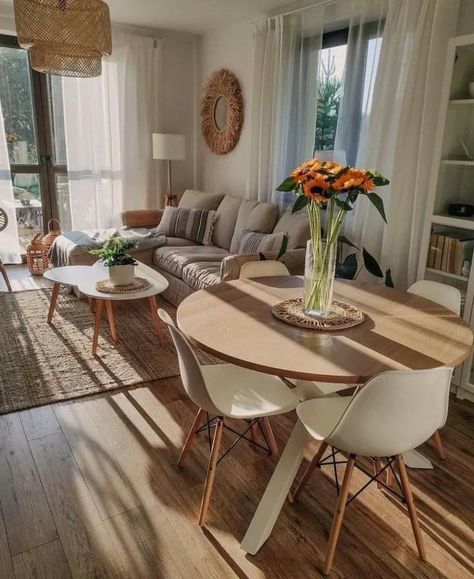 Apartment Living Room Design, Dining Room Combo, Small Living Room Decor, 아파트 인테리어, Home Design Living Room, Apartment Decor Inspiration, Home Alone, Decor Home Living Room, Living Room Decor Apartment