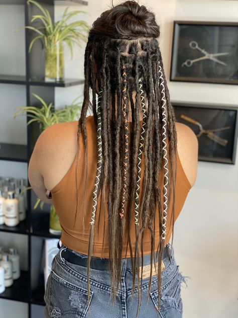 Brunette Dreadlocks, Boho Partial Dreads, Partial Dreads Placement Short Hair, Half Head Dreadlocks, Partial Locs, Partial Dreadlocks, Half Dreads Partial Dreadlocks, Partial Dreads Curly Hair, Partial Dreads Hairstyles