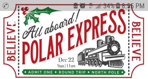 Tickets Printable Free, Polar Express Ticket, Polar Express Tickets, Believe Polar Express, Ticket Template Free, Polar Express Train Ride, Polar Express Train, Christmas Metal, Express Train