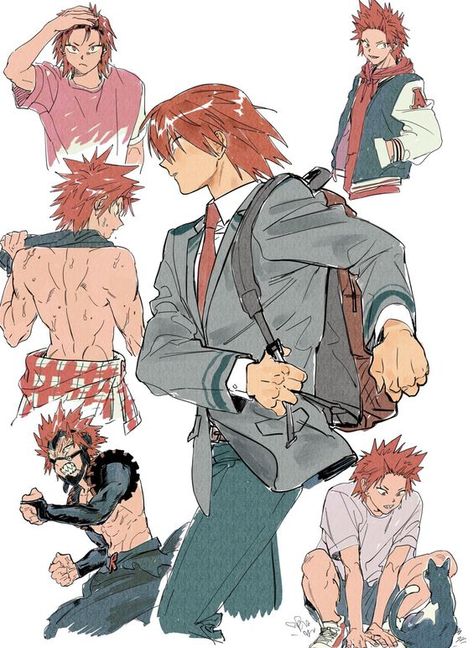 Kirishima Fanart, Katsuki X Kirishima, Bakugou X Kirishima, Kirishima My Hero Academia, Bakugou Manga, Kirishima Eijirou, Hottest Anime Characters, Katsuki Bakugou, Bakugou Katsuki