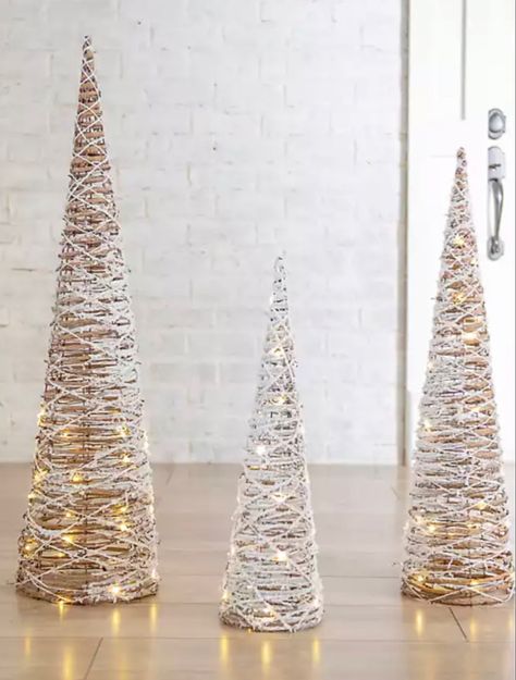 Pre-Lit Flocked Rattan Christmas Trees, Set of 3 #liketkit #LTKhome #LTKunder50 #LTKHoliday #holiday #home #homedecor #homedecorideas #christmas #shop #trees Rattan Christmas Tree, Xmas Trees, Christmas Shop, Xmas Tree, Flocking, Christmas Trees, Holiday Home, Christmas Decor, Christmas Decorations