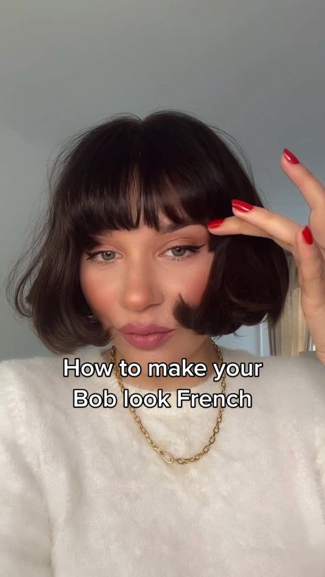 Find 'french bob' on TikTok | TikTok Search French Bob With Micro Fringe, French Bob Styling Tutorial, French Girl Bob With Bangs, Pink French Bob, French Bob Plus Size, How To Style French Bob, Style A French Bob, Short French Bob With Fringe, 60s French Bob