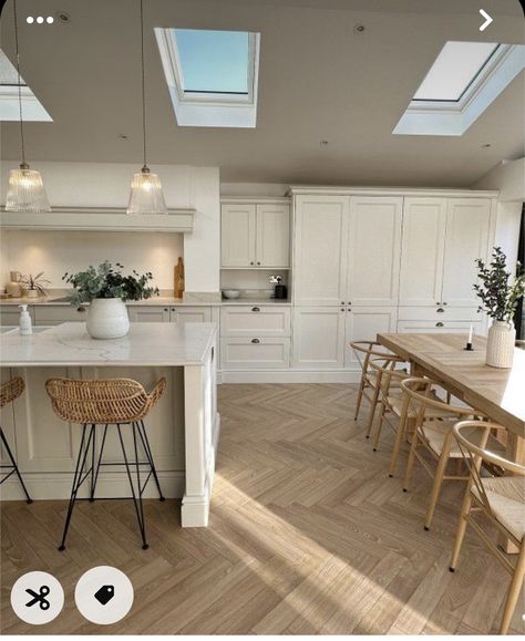 Herringbone Floor Kitchen, Herringbone Floor, Kitchen Dining Living, Kitchen Extension, Kitchen Units, Kitchen Diner, Kitchen Cabinetry, Open Plan Kitchen, House Inspo