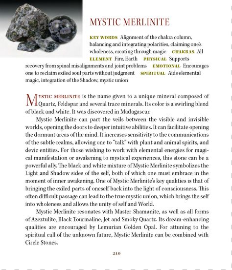 °Mystic Merlinite ~ Alignment of the Chakra column, balancing & integrating polarities, claiming one's wholeness, creating through magic. Mystic Merlinite, Indigo Gabbro, Elemental Magic, Crystal Power, Crystal Guide, Crystals Healing Properties, Spiritual Crystals, Gemstone Meanings, Crystal Therapy